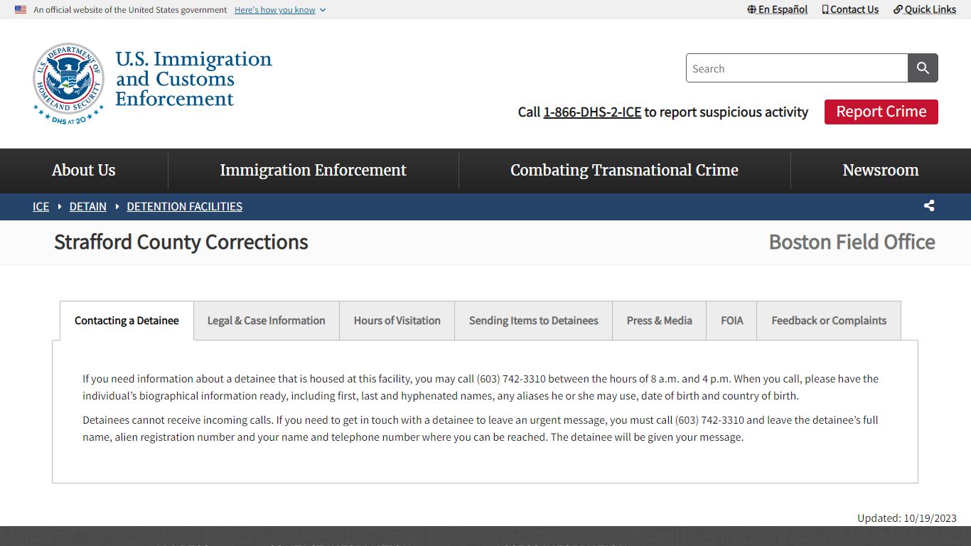 Strafford County Corrections | ICE